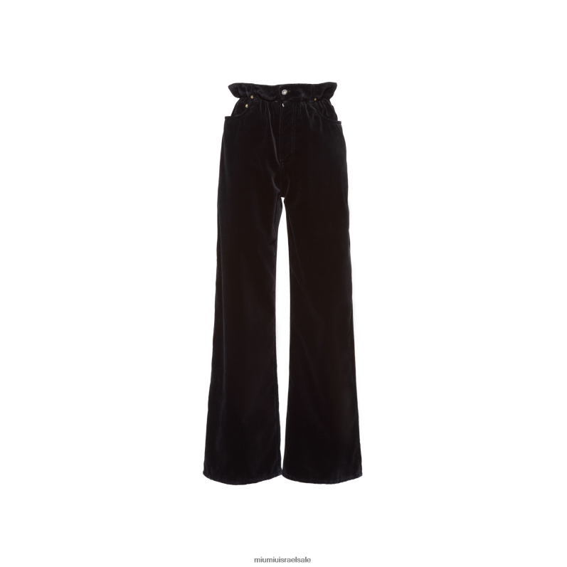 מוכן ללבישה שָׁחוֹר Miu Miu מכנסי קטיפה FNPPL1014