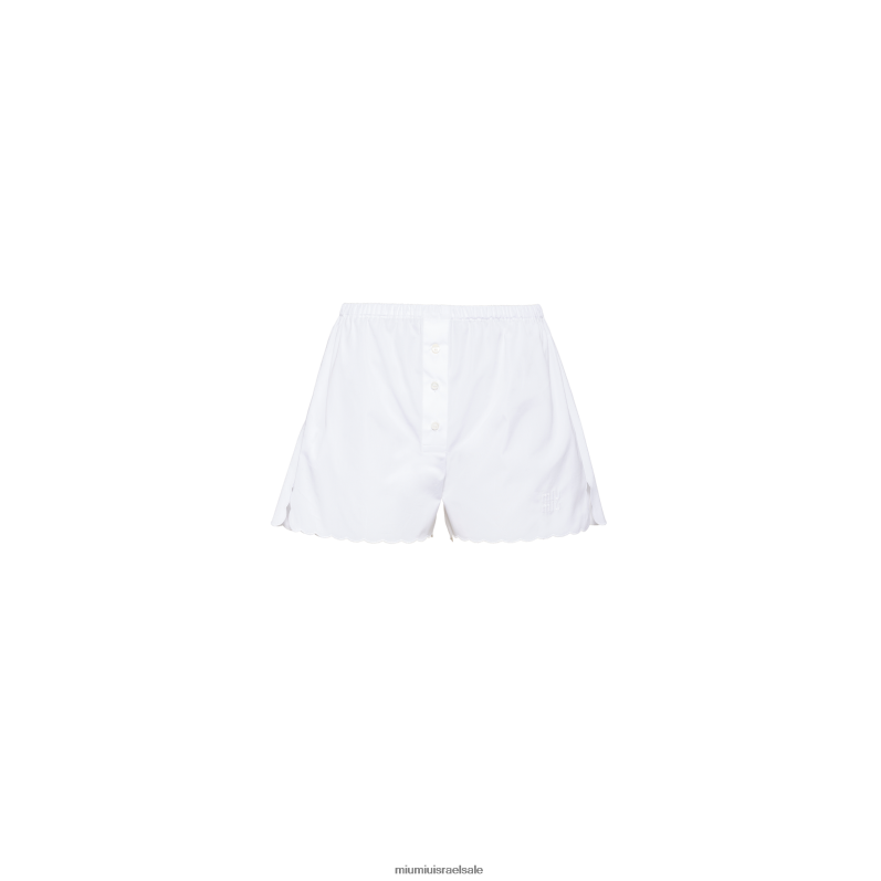 מוכן ללבישה לבן Miu Miu בוקסר פופלין רקום FNPPL1021