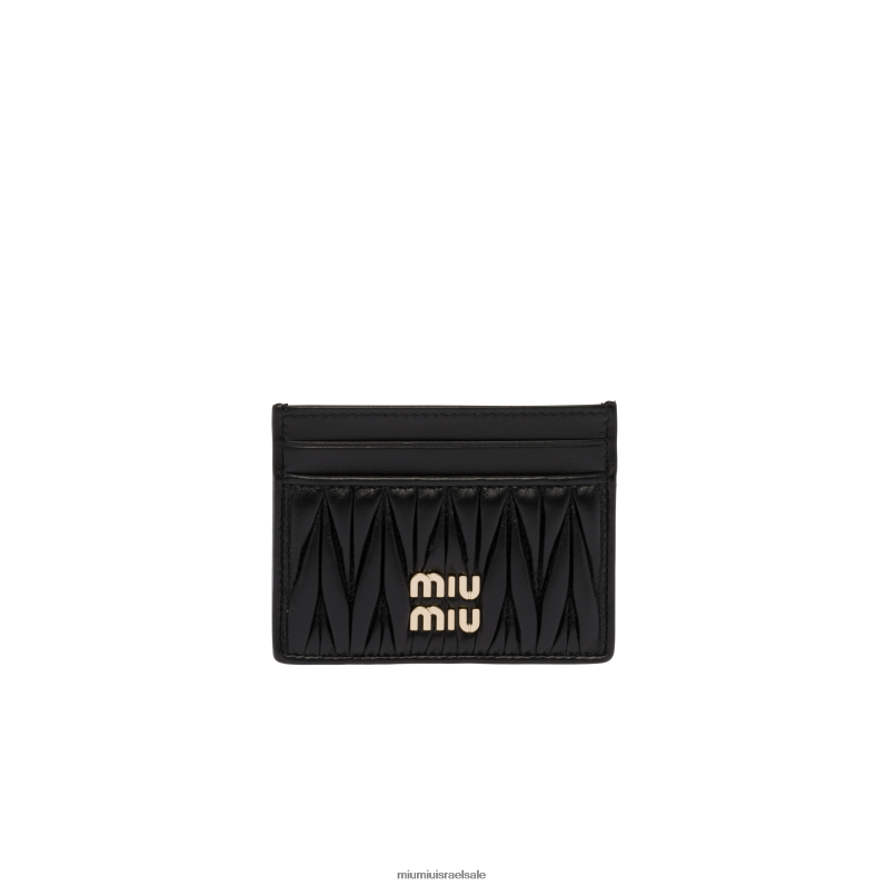 אוסף שָׁחוֹר Miu Miu מחזיק כרטיס מעור נאפה מטלסה FNPPL1035