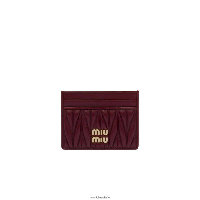 אוסף אמרנט אדום/צהוב תירס Miu Miu מחזיק כרטיס מעור נאפה מטלסה FNPPL1039