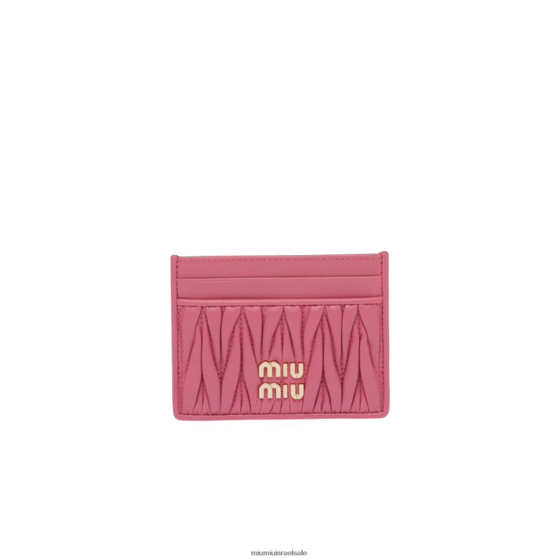 אוסף ביגוניה ורוד Miu Miu מחזיק כרטיס מעור נאפה מטלסה FNPPL1041