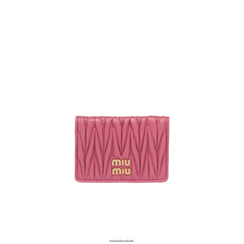 אוסף ביגוניה ורוד Miu Miu מחזיק כרטיס מעור נאפה מטלסה FNPPL1044