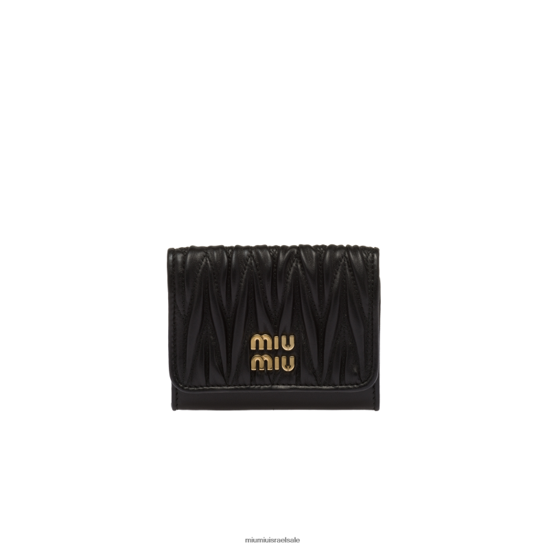 אוסף שָׁחוֹר Miu Miu מחזיק כרטיס מעור נאפה מטלסה FNPPL1047