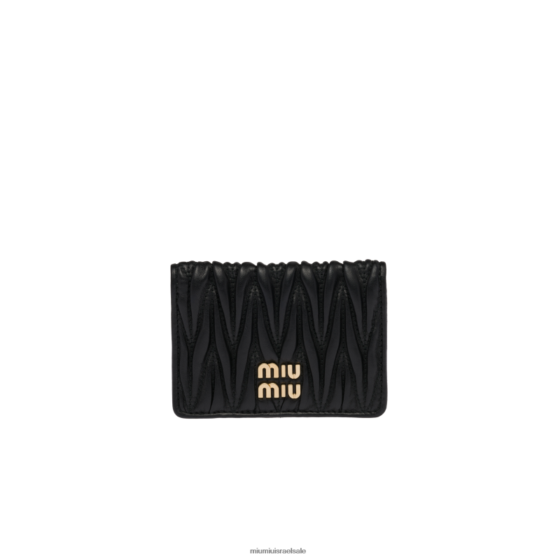 אוסף שָׁחוֹר Miu Miu מחזיק כרטיס מעור נאפה מטלסה FNPPL1049
