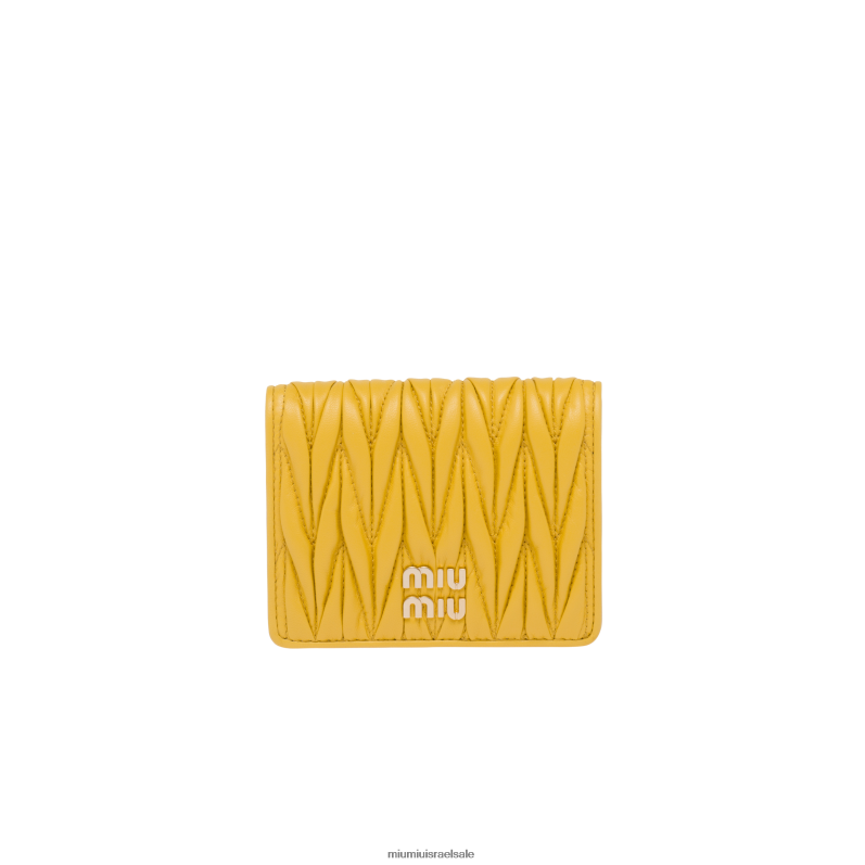 אוסף צהוב שטוף שמש Miu Miu ארנק קטן מעור נאפה מטלסה FNPPL1069
