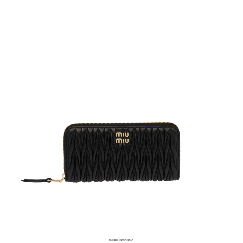 אוסף שָׁחוֹר Miu Miu ארנק גדול מעור נאפה מטאלס FNPPL1083