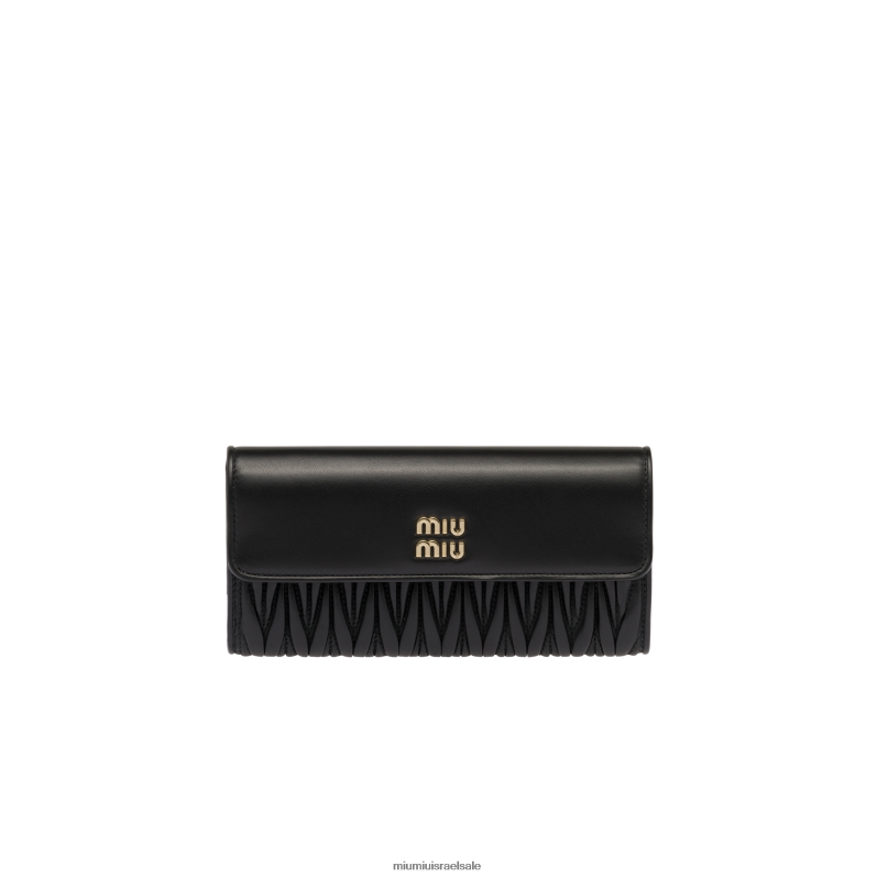 אוסף שָׁחוֹר Miu Miu ארנק גדול מעור נאפה מטאלס FNPPL1086