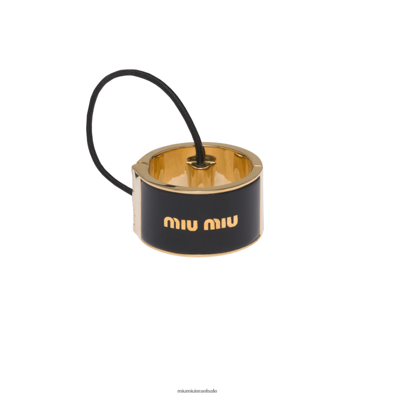 אביזרים שָׁחוֹר Miu Miu קליפ שיער מתכתי אמייל FNPPL1132