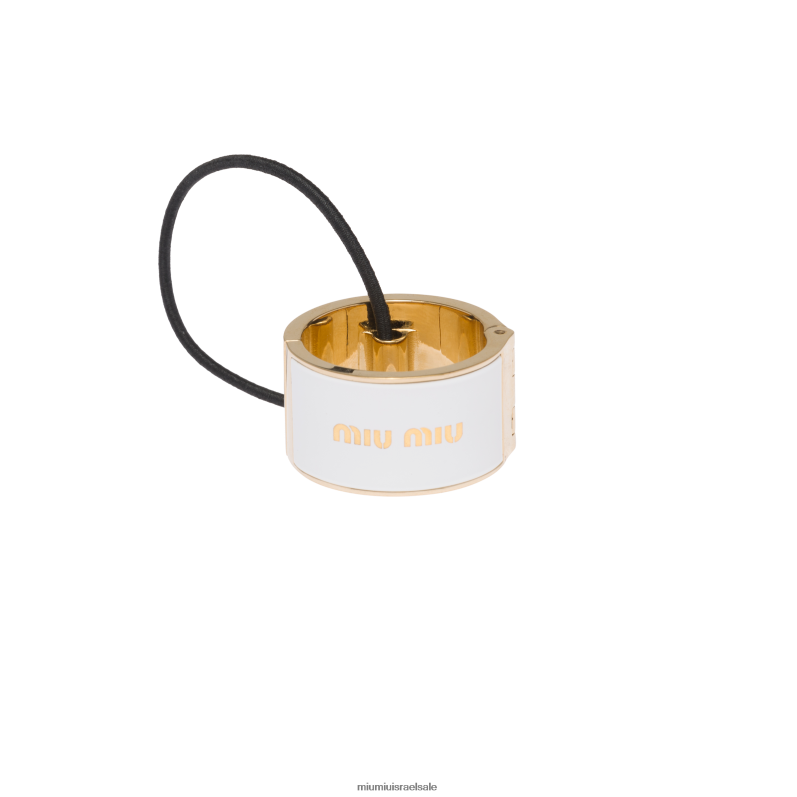 אביזרים לבן Miu Miu קליפ שיער מתכתי אמייל FNPPL1133