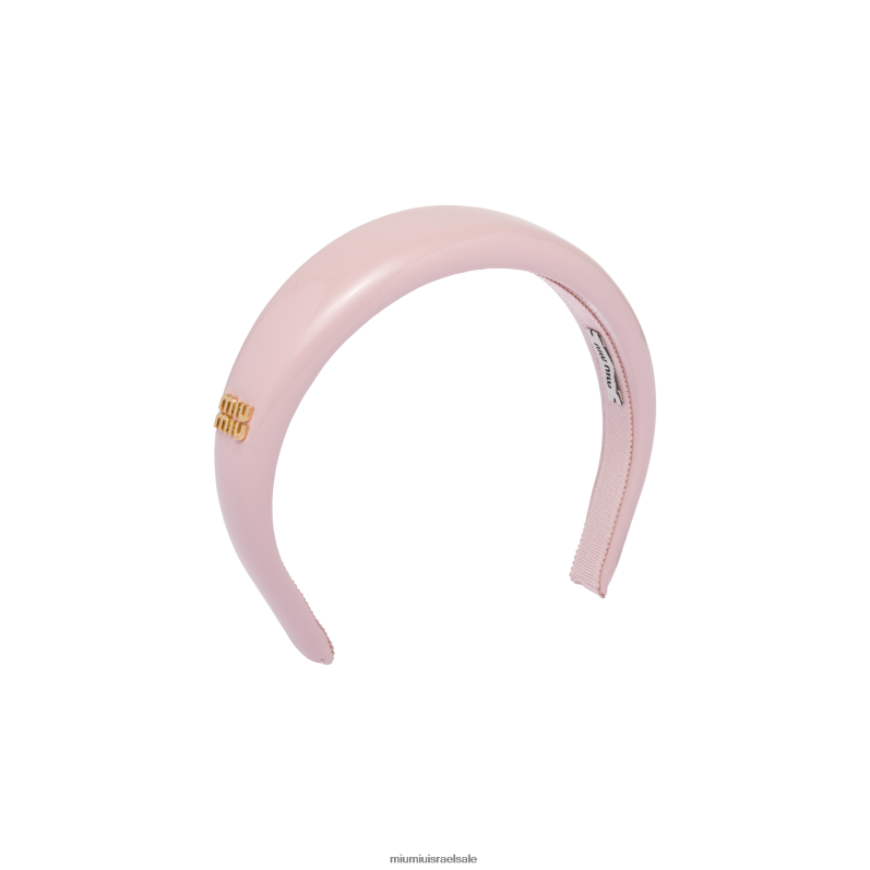 אביזרים ורוד בהט Miu Miu סרט לראש מעור פטנט FNPPL1138