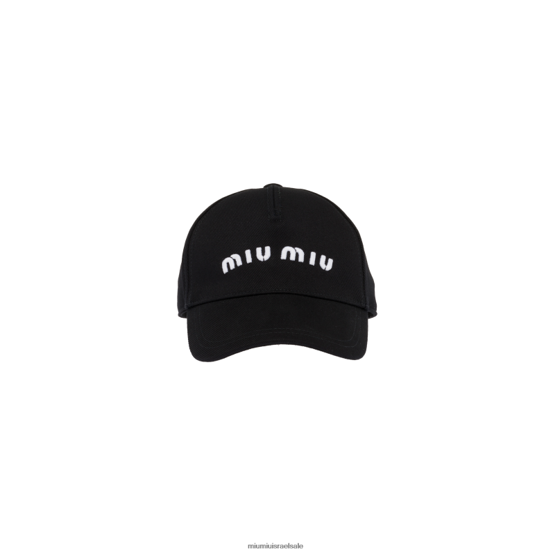אביזרים לבן שחור Miu Miu כובע בייסבול מקדחה FNPPL1204