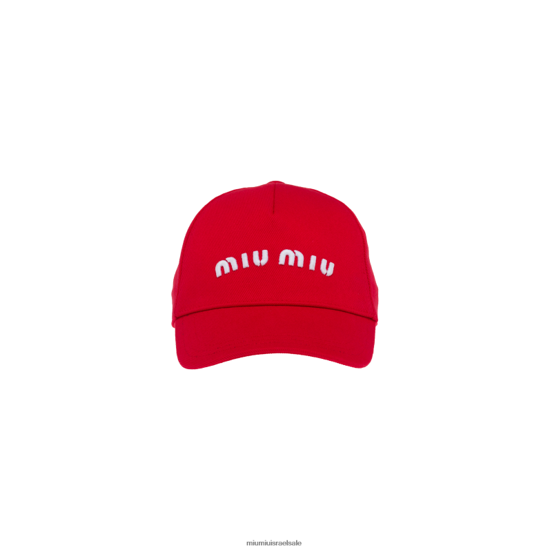 אביזרים אדום לבן Miu Miu כובע בייסבול מקדחה FNPPL1208