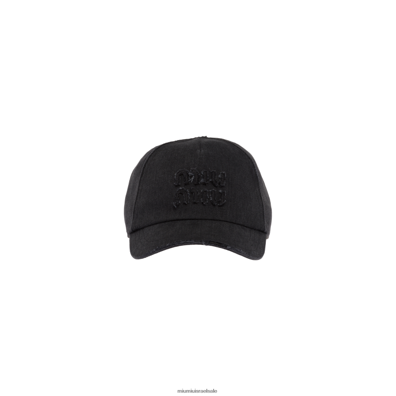 אביזרים שָׁחוֹר Miu Miu כובע בייסבול ג'ינס FNPPL1221