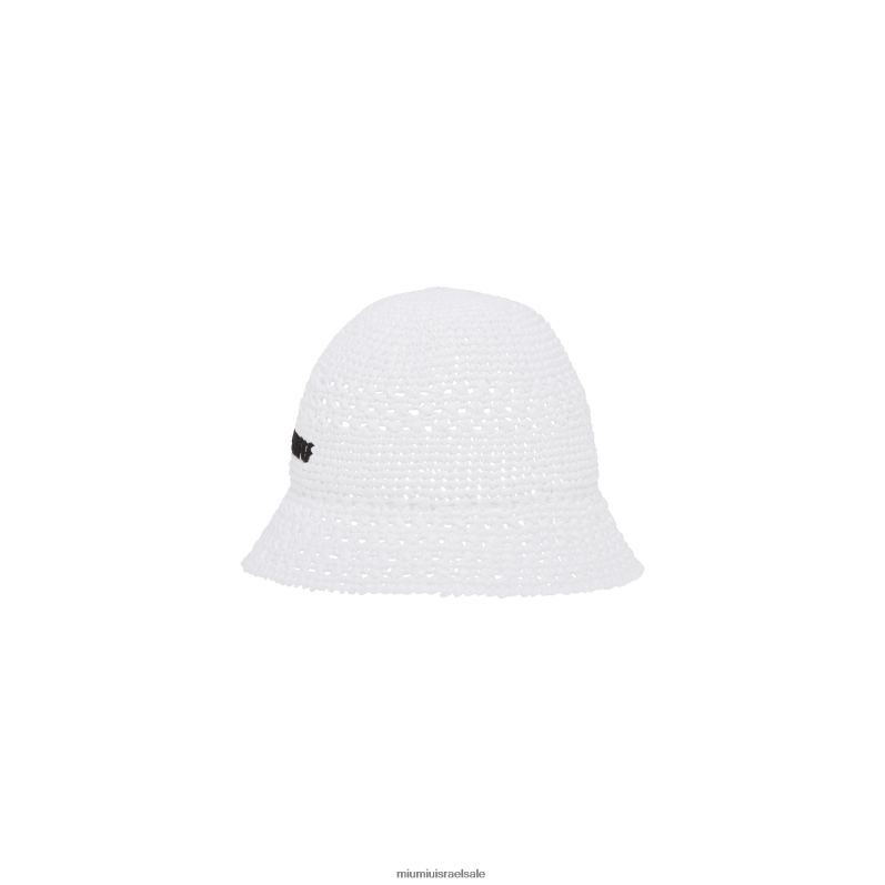 אביזרים לבן Miu Miu כובע רפיה FNPPL1224