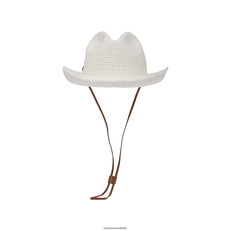 אביזרים לבן Miu Miu כובע רפיה ויסקוזה FNPPL1226