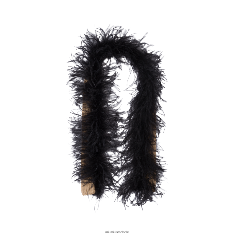 אביזרים לבקן לבן Miu Miu צעיף קשמיר עם נוצות FNPPL1230