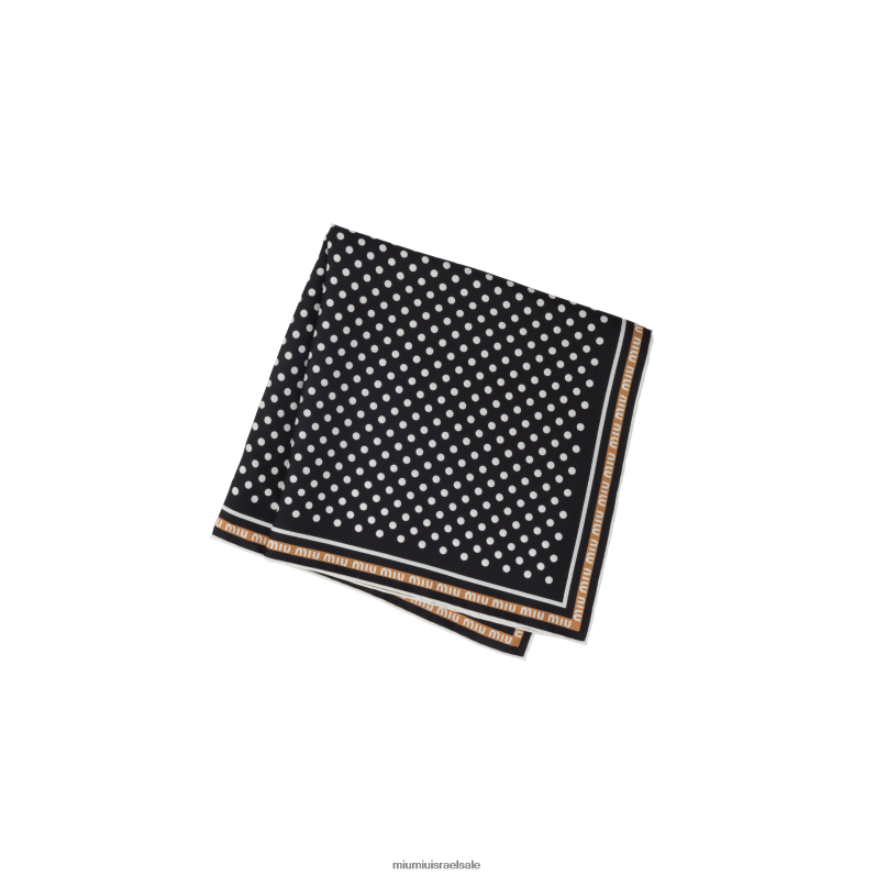 אביזרים שחור/קרמל Miu Miu צעיף אריג מודפס FNPPL1235