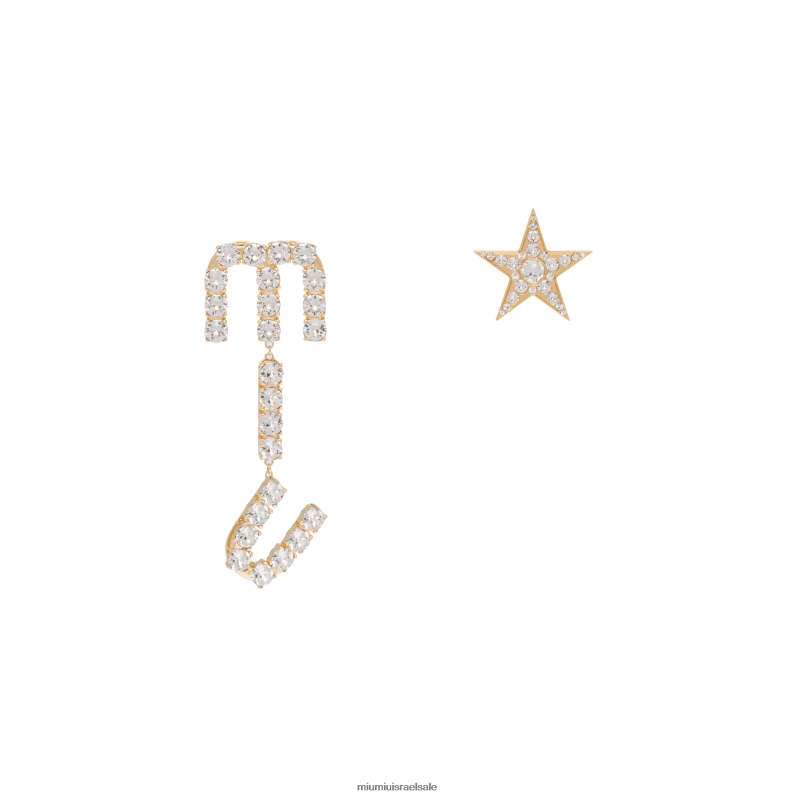 תכשיטים זהב Miu Miu עגילי תליון עם קריסטלים FNPPL1309