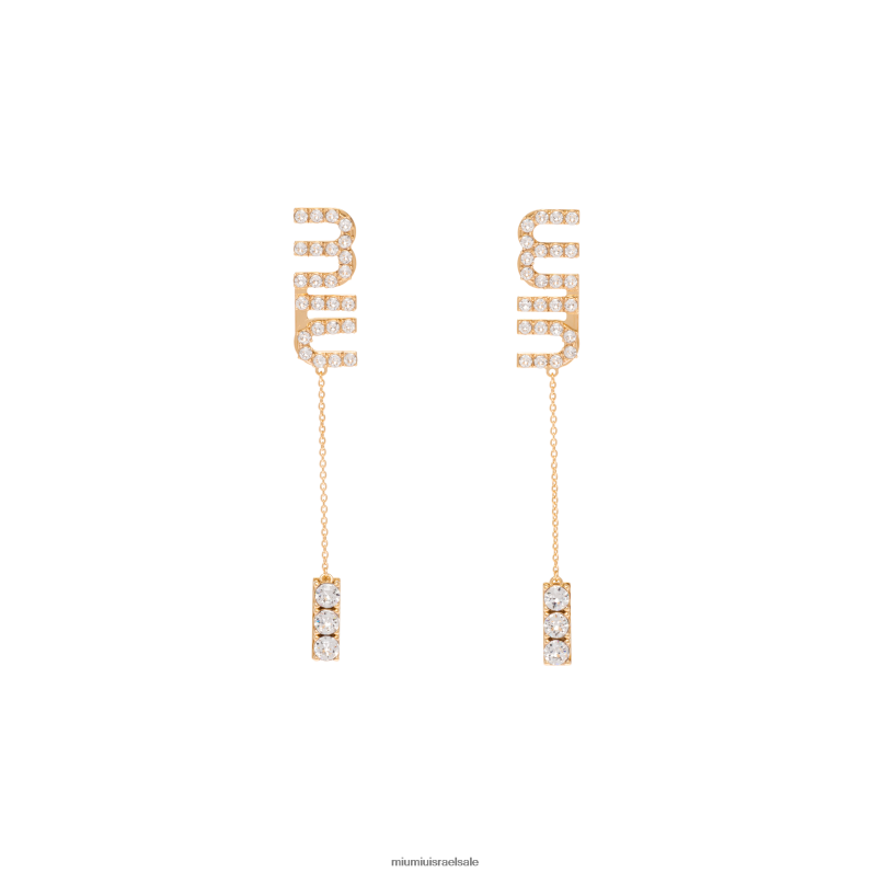 תכשיטים זהב Miu Miu עגילי תליון עם קריסטלים FNPPL1310