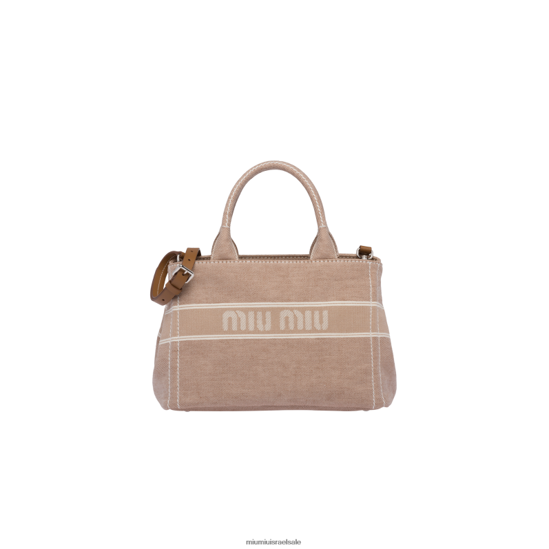 אוסף חום גמל Miu Miu תיק ג'ינס עם לוגו אקארד FNPPL134