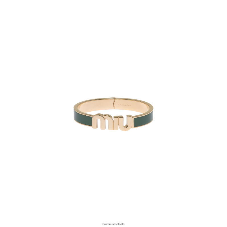תכשיטים ירוק מרווה Miu Miu צמיד מתכת עם אמייל FNPPL1341