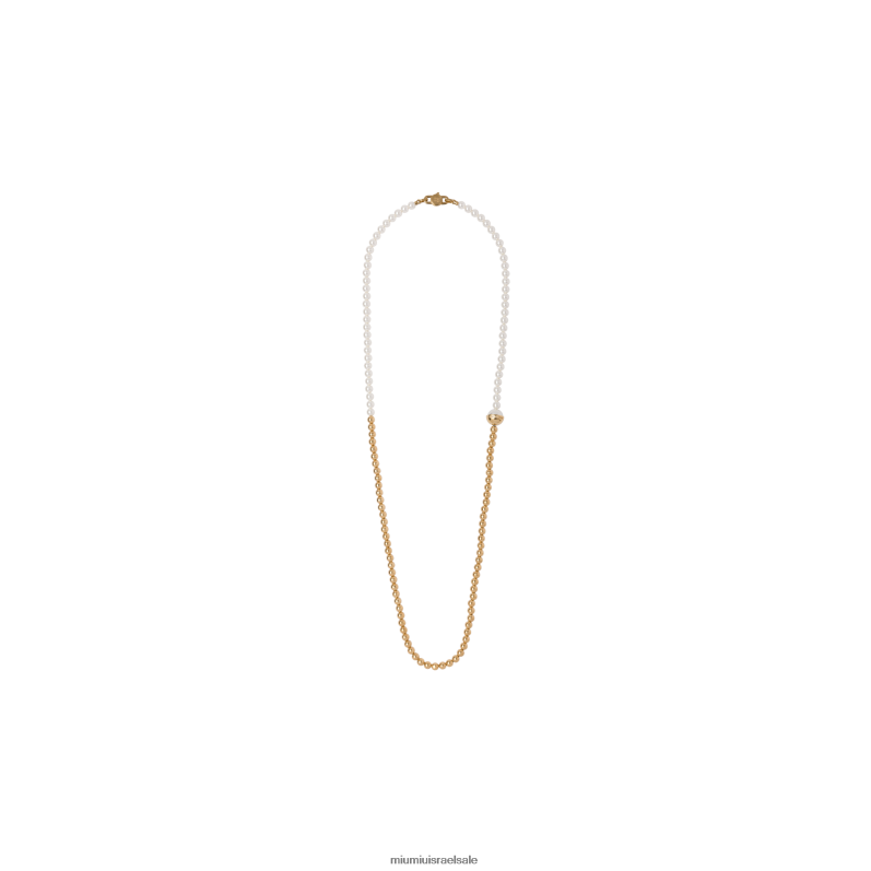 תכשיטים זהב/שמנת Miu Miu שרשרת מתכת ופנינים FNPPL1366