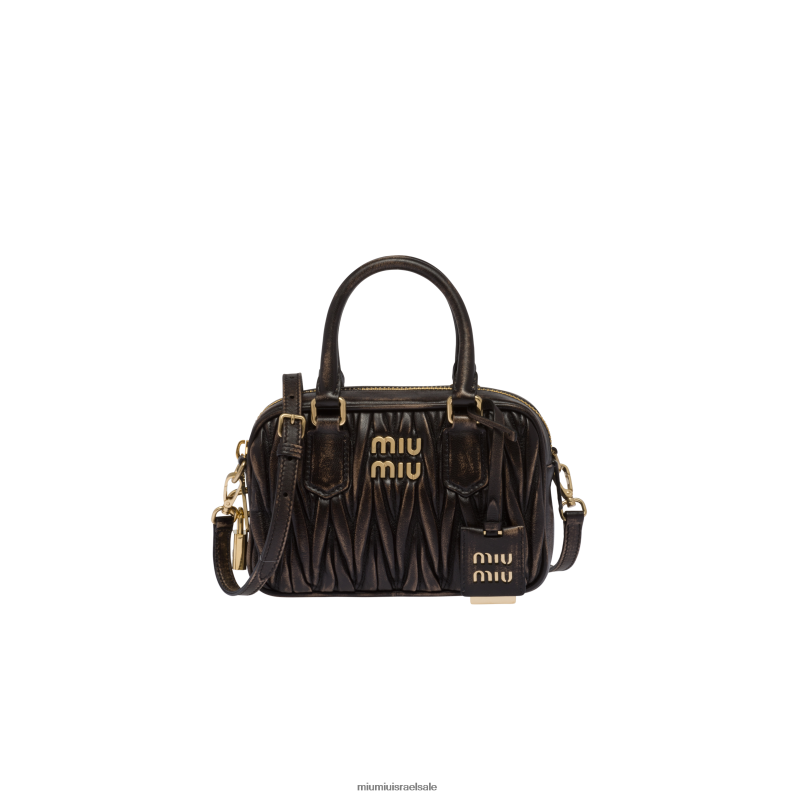 אוסף חול/קפה Miu Miu תיק ידית עליונה מעור נאפה מטלסה FNPPL142