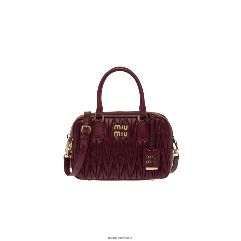 אוסף אמרנט אדום/צהוב תירס Miu Miu תיק ידית עליונה מעור נאפה מטלסה FNPPL148