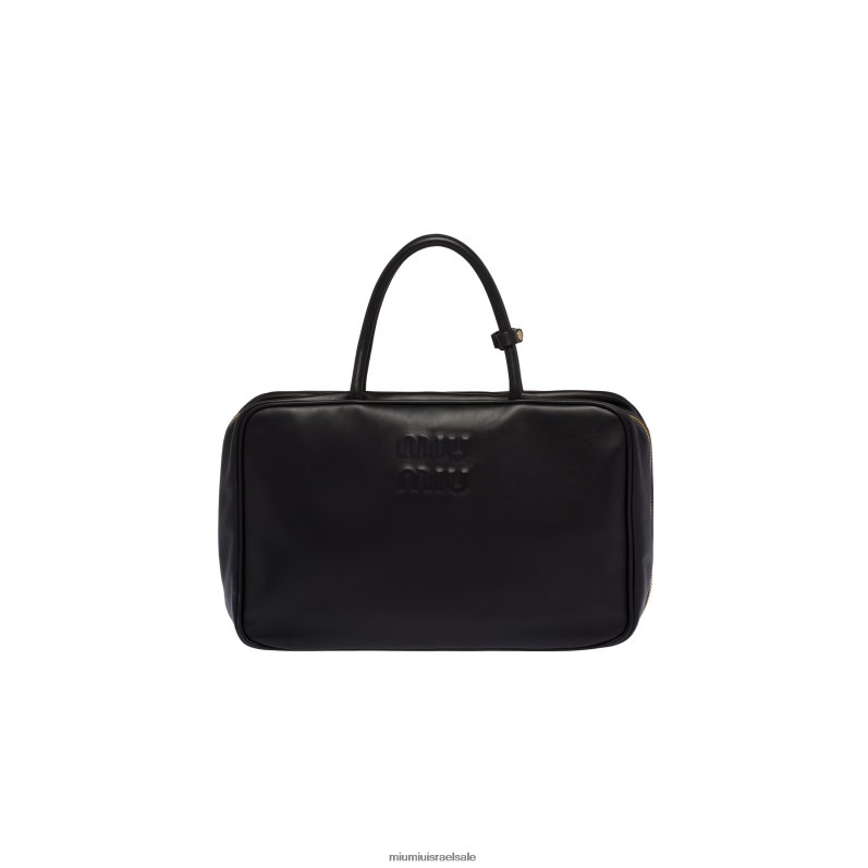 אוסף שָׁחוֹר Miu Miu תיק עור עם ידית עליונה FNPPL151