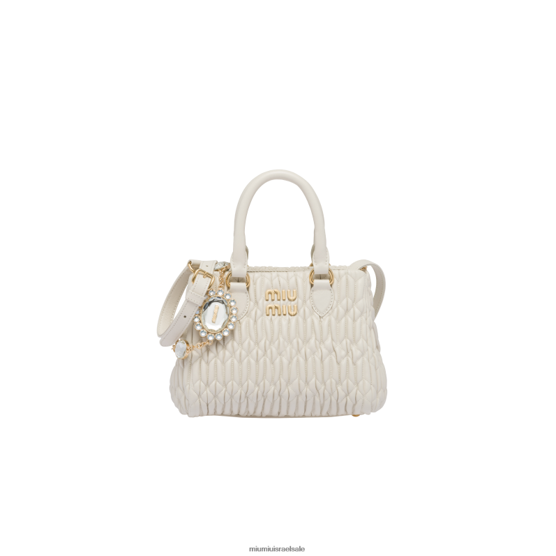 אוסף לבן Miu Miu תיק יד מעור נאפה קריסטל FNPPL156
