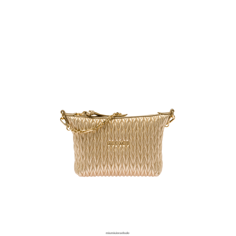 אוסף פְּלָטִינָה Miu Miu מיני תיק מעור רוח מטלס FNPPL171