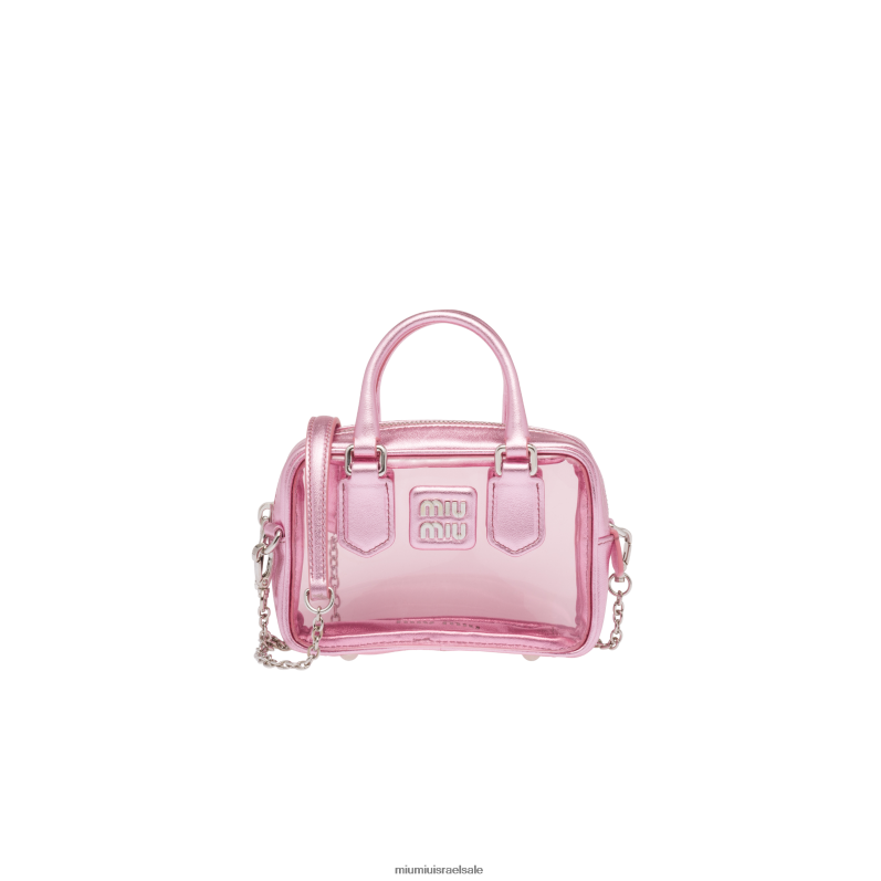 אוסף מורדור ורוד Miu Miu תיק מיני עם ידית עליונה פרספקס ועור נאפה FNPPL176