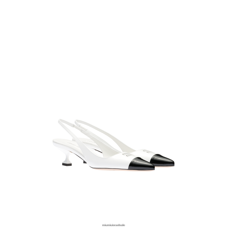 נעליים לבן שחור Miu Miu משאבת עור פטנט FNPPL181