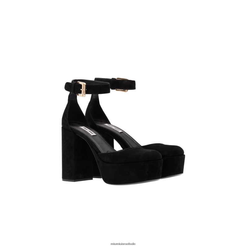 נעליים שָׁחוֹר Miu Miu משאבות פלטפורמת זמש FNPPL186