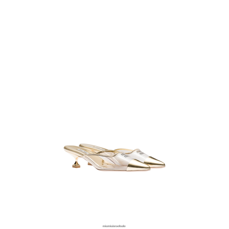 נעליים פְּלָטִינָה Miu Miu עור מתכתי ופרדות פרספקס FNPPL206