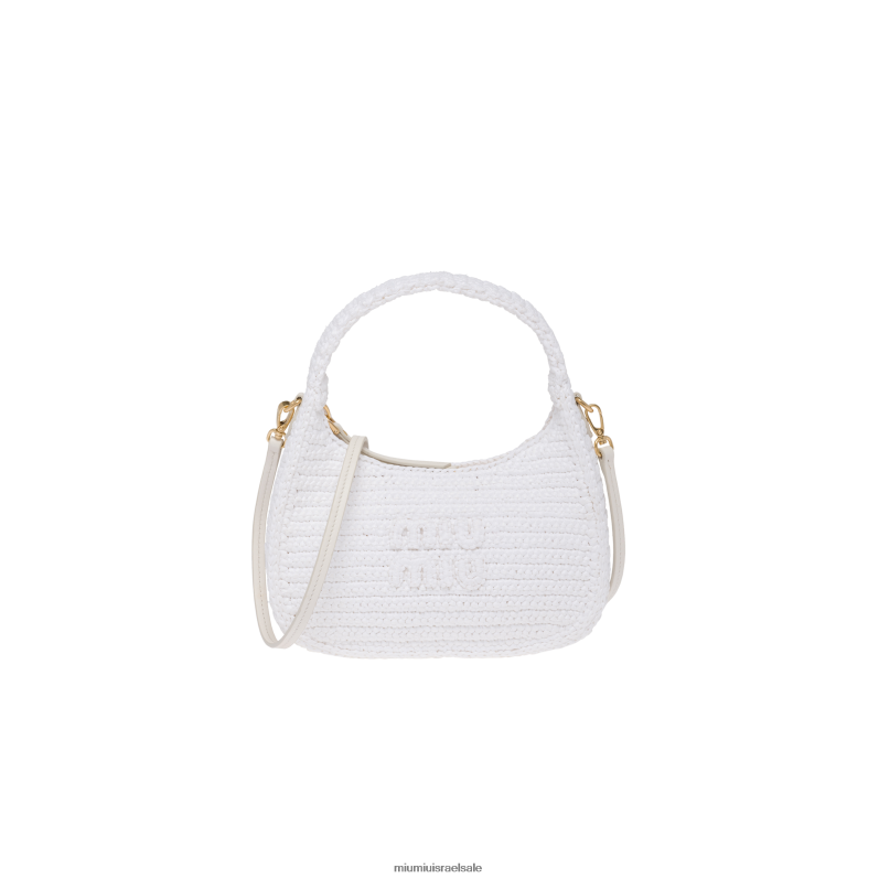 אוסף לבן Miu Miu תיק נווד סרוג FNPPL21
