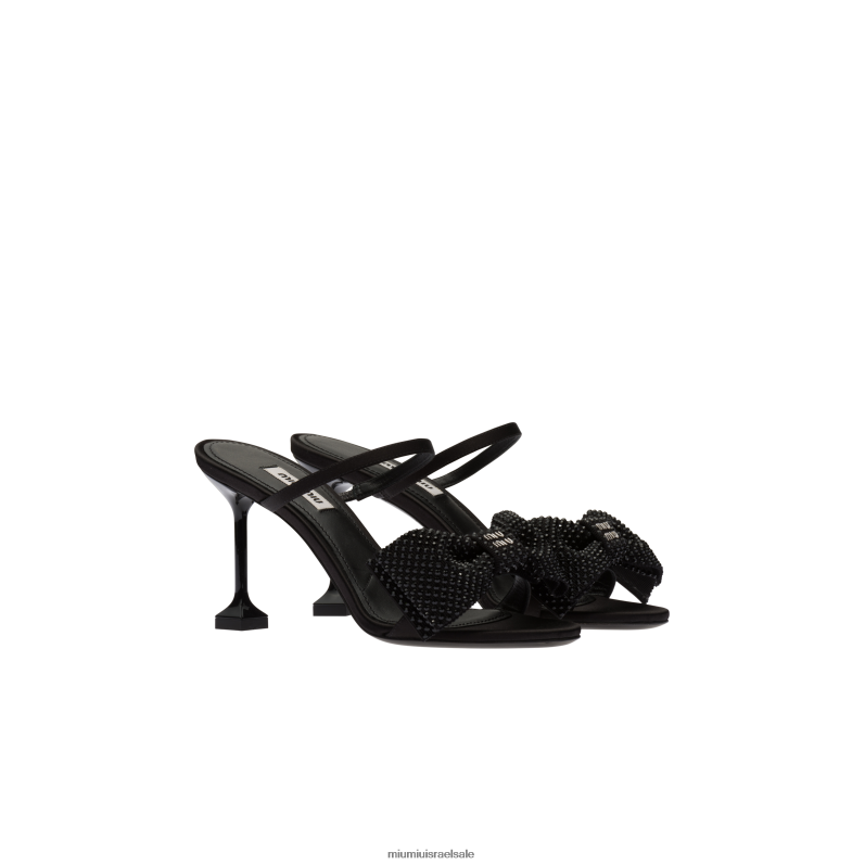נעליים שָׁחוֹר Miu Miu סנדלי קשת סאטן FNPPL250