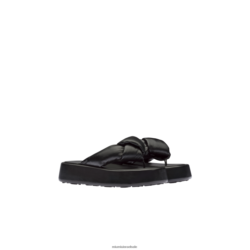 נעליים שָׁחוֹר Miu Miu סנדלי חוטיני מרופדים מעור מורדור נאפה FNPPL272