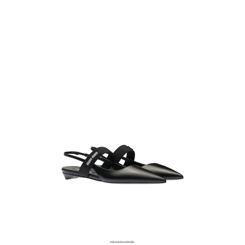 נעליים שָׁחוֹר Miu Miu בלרינות מעור על גב FNPPL273