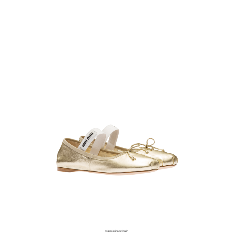 נעליים פיריט Miu Miu בלרינות מעור מורדור נאפה FNPPL276