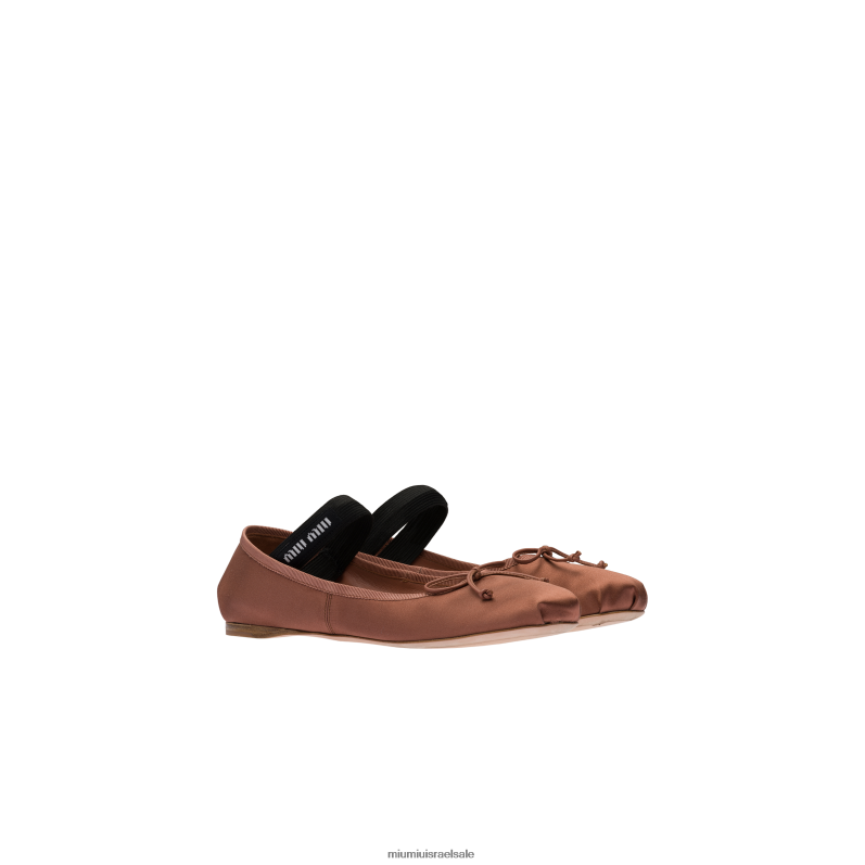 נעליים חום קקאו Miu Miu בלרינות סאטן FNPPL278