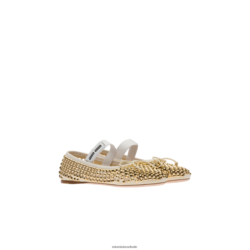 נעליים בז' חול Miu Miu בלרינות סאטן FNPPL282