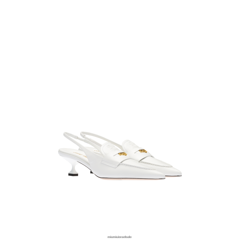נעליים לבן Miu Miu מכנסי עור פרוטה FNPPL314