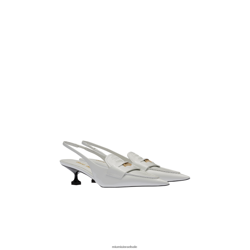 נעליים לבן Miu Miu מכנסי עור פרוטה עם עקב FNPPL316