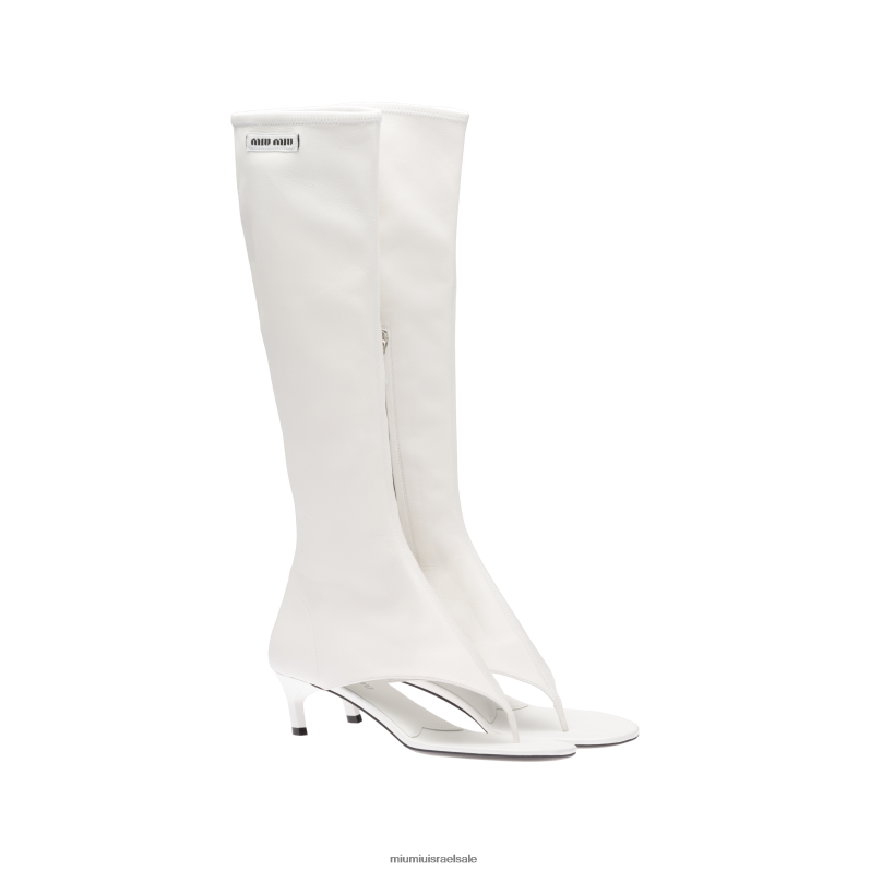 נעליים לבן Miu Miu מגפי חוטיני מתיחה מעור נאפה FNPPL332