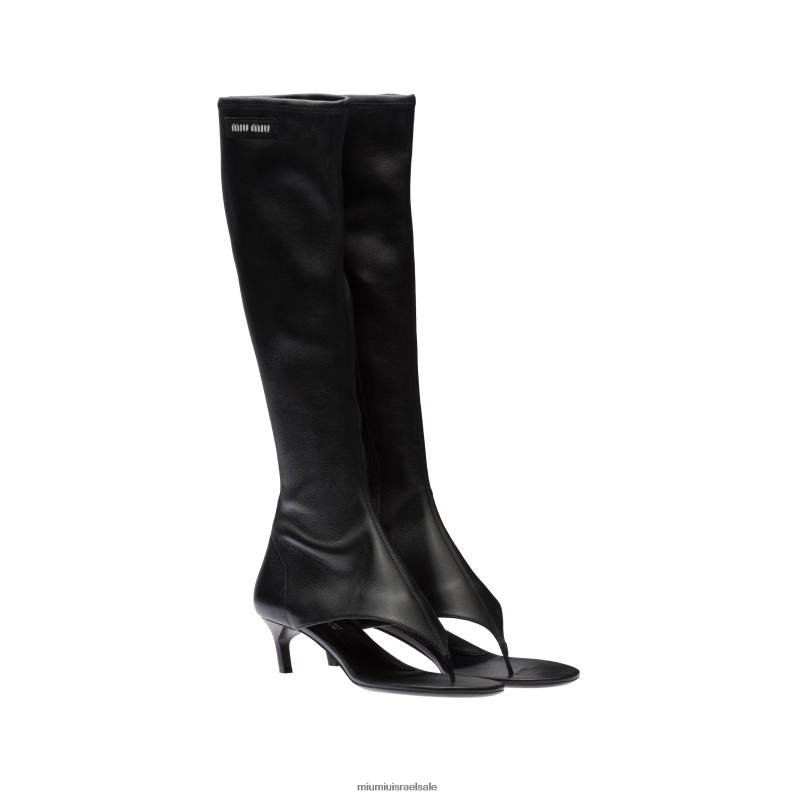 נעליים שָׁחוֹר Miu Miu מגפי חוטיני מתיחה מעור נאפה FNPPL334