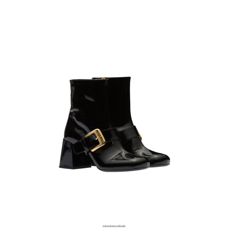 נעליים שָׁחוֹר Miu Miu מגפונים מעור פטנט FNPPL341