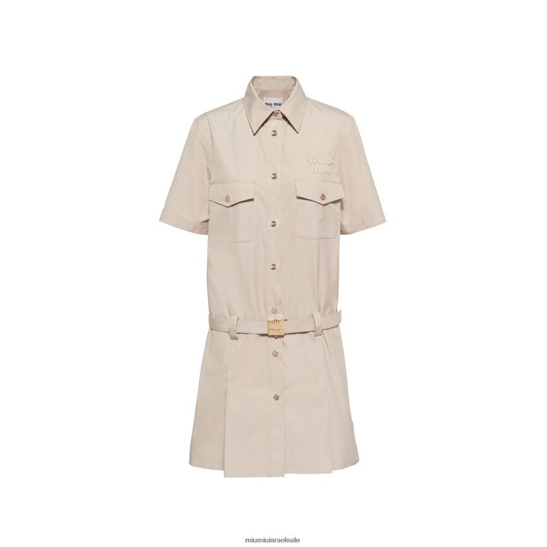 מוכן ללבישה אֶבֶן גִיר Miu Miu שמלת כותנה פנמה FNPPL349