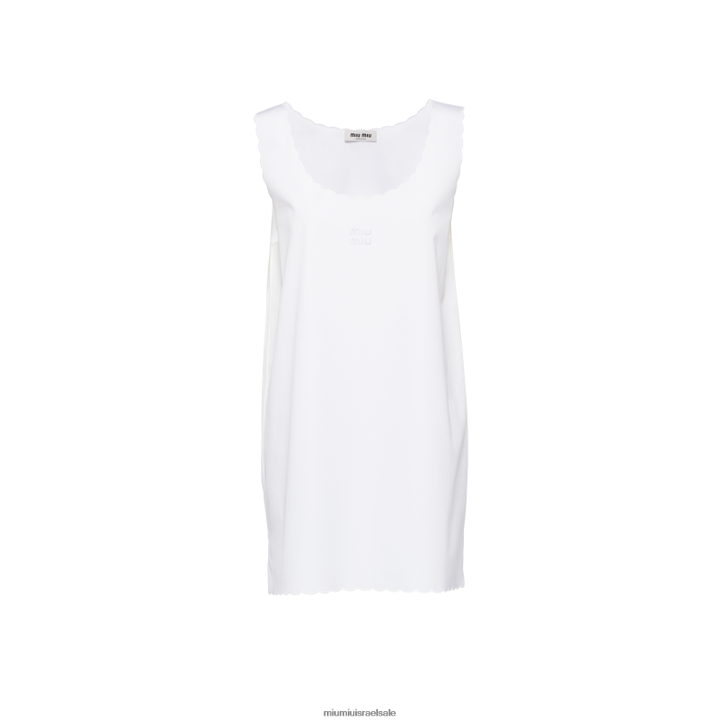 מוכן ללבישה לבן Miu Miu שמלת מיני פופלין רקומה FNPPL352