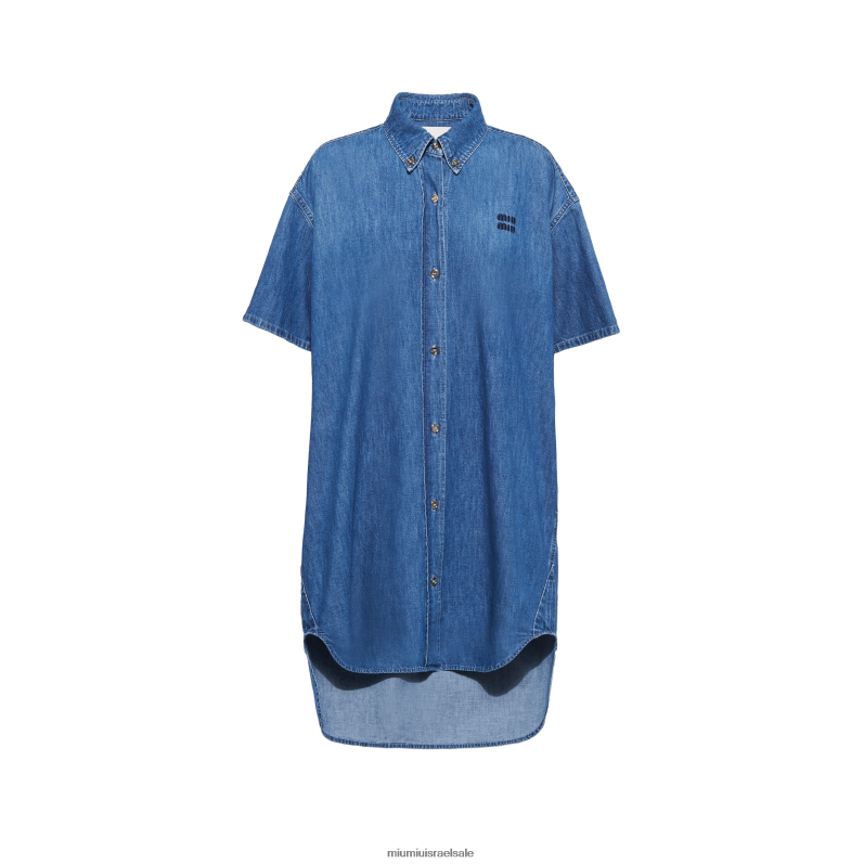 מוכן ללבישה כחול ספיר Miu Miu שמלת שמברי FNPPL359